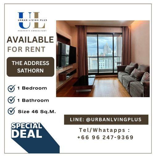 รูป ( UL2607051 ) Tel/Line 096-247-9369✨ให้เช่า ดิ แอดเดรส สาทร, 1 ห้องนอน, 1 ห้องน้ำ , ขนาด 46 ตร.ม. ชั้นสูง, ราคาพิเศษ!! - รูปที่ 1/10