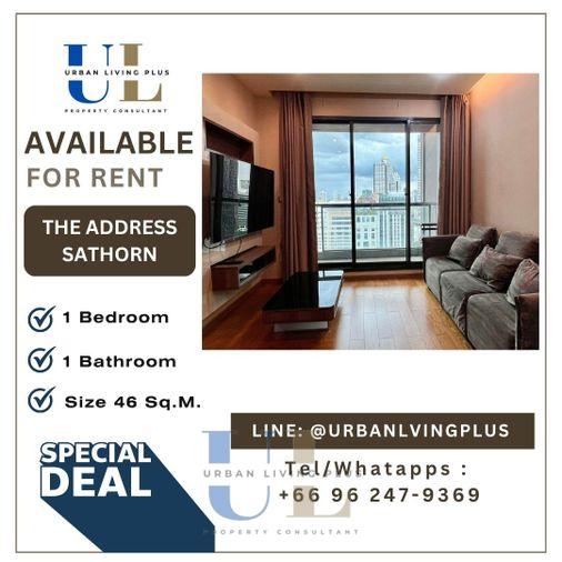 รูป ( UL2607051 ) Tel/Line 096-247-9369✨ให้เช่า ดิ แอดเดรส สาทร, 1 ห้องนอน, 1 ห้องน้ำ , ขนาด 46 ตร.ม. ชั้นสูง, ราคาพิเศษ!! - รูปที่ 1/10