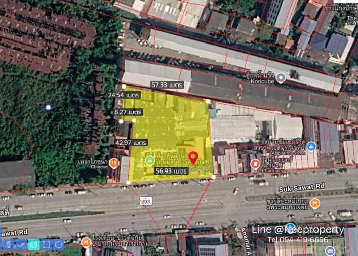 picture Land for sale, red layout, 2 rai 20 sq m., next to Suksawat Road, 8 lanes, large plot, ready to develop the project immediately (M10713) - 3/8
