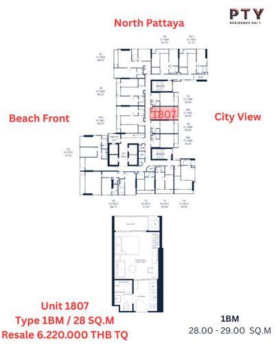 picture PTY Residence Sai1 Central Pattaya - Beachfront Condo 1 Bed, 18th Floor - 1/17