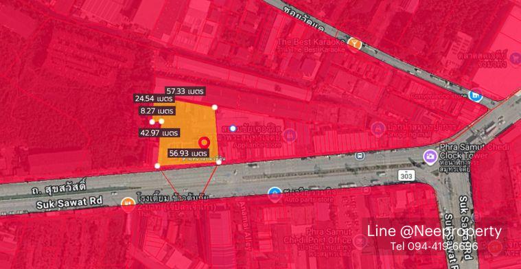 picture Land for sale, red layout, 2 rai 20 sq m., next to Suksawat Road, 8 lanes, large plot, ready to develop the project immediately (M10713) - 2/8