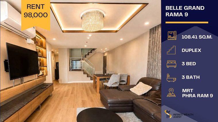 รูป ✨ห้องใหญ่ Duplex อยู่สบายพร้อมอยู่! • Belle Rama 9 3นอน3น้ำ 108ตร.ม. ชั้นสูง • 🚆ใกล้ MRT+เซ็นทรัล • เช่า 98K นัดชมห้องฟรี!📲 - รูปที่ 1/9