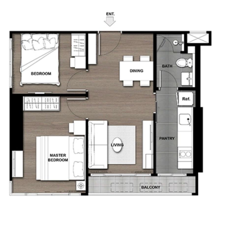 รูป 2 ห้องนอน🦊HunterCondo🦊Urbano Rajavithi - รูปที่ 8/8