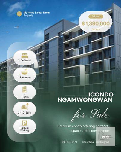 รูป 📌 คอนโดรีโนเวทใหม่ Icondo Ngamwongwan 1 bedroom ราคา 1.39 ลบ ฟรีโอน ✅ - รูปที่ 1/19