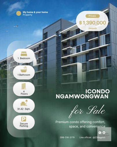 รูป 📌 คอนโดรีโนเวทใหม่ Icondo Ngamwongwan 1 bedroom ราคา 1.39 ลบ ฟรีโอน ✅ - รูปที่ 1/19