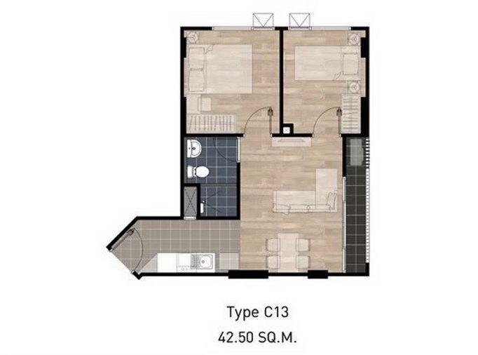 รูป 2 ห้องนอน🦊HunterCondo🦊ธนบุรี💥แอสปาย วุฒากาศ🔴199/156🟢🟡 - รูปที่ 3/21