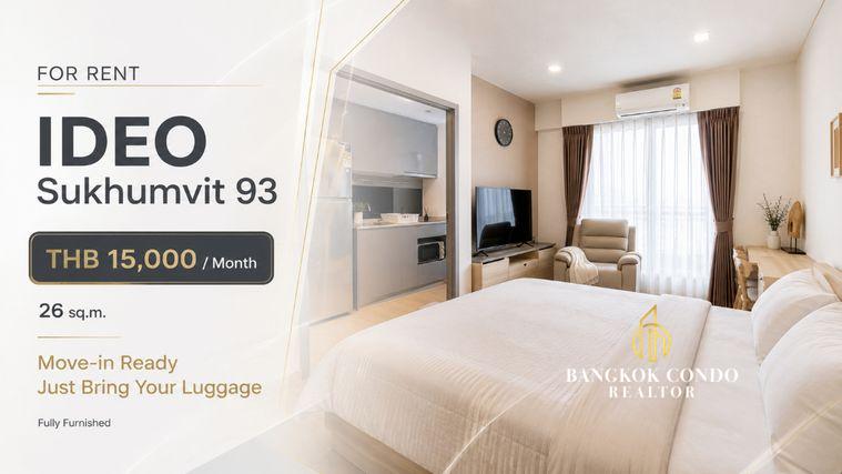 รูป ❤️🔥 ห้องหายาก! ให้เช่า ไอดีโอ สุขุมวิท 93 (IDEO Sukhumvit 93) ติด BTS บางจาก พร้อมเข้าอยู่ วิวสวย | A09362 - รูปที่ 1/7