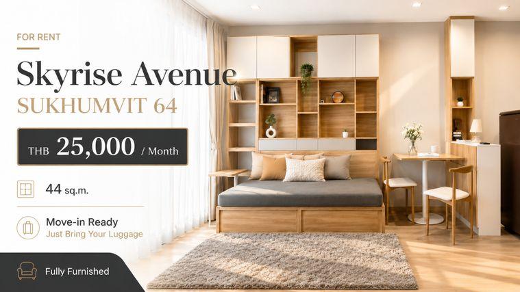 รูป 🍀🔥 Hot Deal! ให้เช่า Skyrise Avenue Sukhumvit 64 | 2 ห้องนอน ห้องสวย พร้อมอยู่ | ใกล้ BTS ปุณณวิถี | Line: @rent2022 | A12090 - รูปที่ 1/8