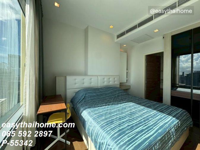 รูป P-55342 ลากกระเป๋าเข้าอยู่ได้ทันที 2 ห้องนอนที่ Q Asoke ชั้น 20 วิวเมือง ติด MRT เพชรบุรี Line ID: @easythaihome 085-592-2897 - รูปที่ 8/11