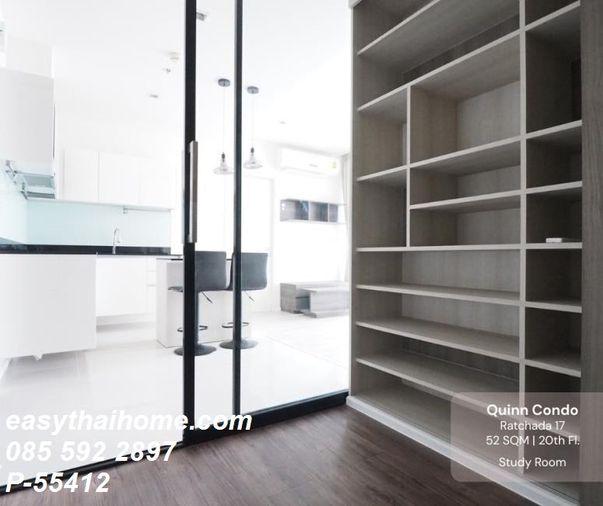 รูป P-55412 ห้องสวย สภาพใหม่ Clean & Cozy Quinn Condo Ratchada 52 ตร.ม. 1bed + ห้องทำงาน ใกล้ MRT สุทธิสาร Line ID: @easythaihome 085-592-2897 - รูปที่ 8/15