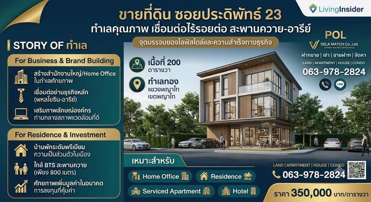 รูป ขายที่ดิน ซอยประดิพัทธ์ 23 ทำเลคุณภาพสำหรับสำนักงานใหญ่ บ้านพักอาศัย หรือ Home Office ใกล้ BTS สะพานควาย - รูปที่ 1/1
