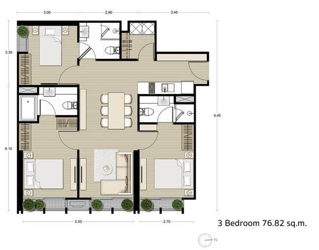รูป วิวเมือง Noble be sukhumvit 33   ชั้น 10  ขนาด 76 ตารางเมตร 3 ห้องนอน 3 ห้องน้ำ - รูปที่ 14/14