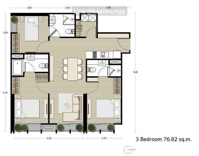 รูป วิวเมือง Noble be sukhumvit 33 ชั้น 10 ขนาด 76 ตารางเมตร 3 ห้องนอน 3 ห้องน้ำ - รูปที่ 14/14