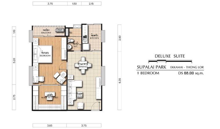 รูป One bed ที่สวยสุดในโครงการ 54 ตร.ม. พร้อมเข้าอยู่ Supalai Park Ekkamai-Thonglor - รูปที่ 20/20