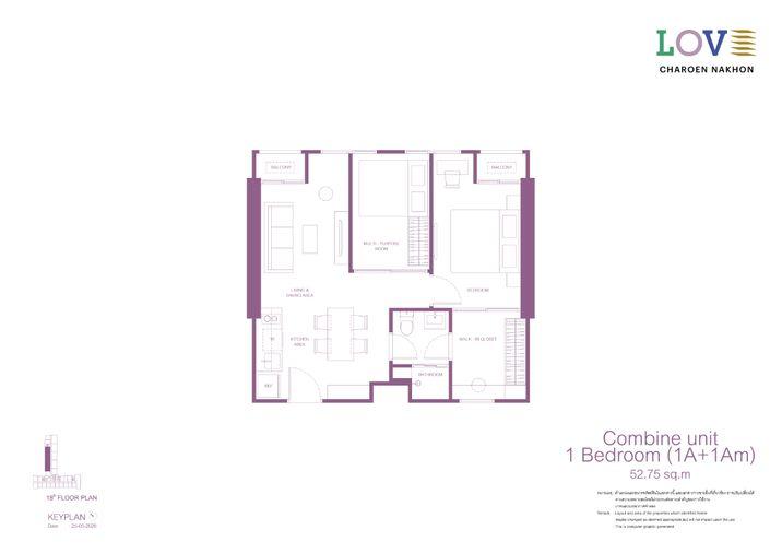 รูป [ขาย] 2 ห้องนอน Combine ชั้นสูง 52.75 ตร.ม. Layout ดี LOVE เจริญนคร คอนโดวิวแม่น้ำ Tel.0636966225 - รูปที่ 2/14
