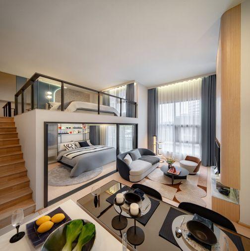 picture THE BASE Urban Rama 9, Loft room, 2 bedrooms, divided into complete functions. Ready to move in - 1/10