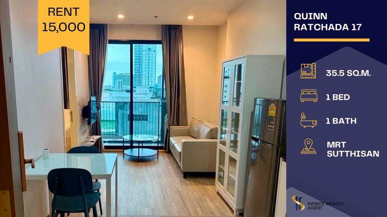 รูป ✨ ห้องรีโนเวทใหม่! ก้าวเดียวถึง MRT สุทธิสาร | Quinn รัชดา 17 • 1 นอน 35.5ตร.ม. ทิศใต้ • ใกล้สระฟิตเนส | เช่า 15,000฿ | ว่าง 10/9 นัดชมฟรี! ⚡ - รูปที่ 1/7