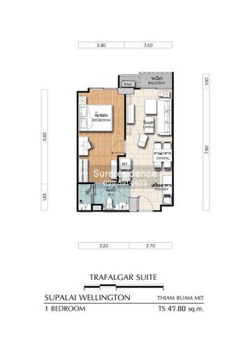 รูป 4258♛♚เช่า𝓼ขาย 1 ห้องนอน♙ศุภาลัย เวลลิงตัน 1♜MRTศูนย์วัฒนธรรม ∞099-5919653,065-9423251🜲Line@sureresidence - รูปที่ 8/9