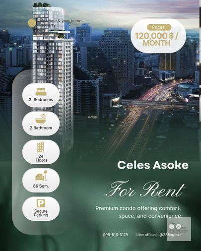 รูป ‼️For Rent Luxury Condo 📌 Celes Asoke 2 bedrooms 📌 120,000 / Month ✨ - รูปที่ 1/15