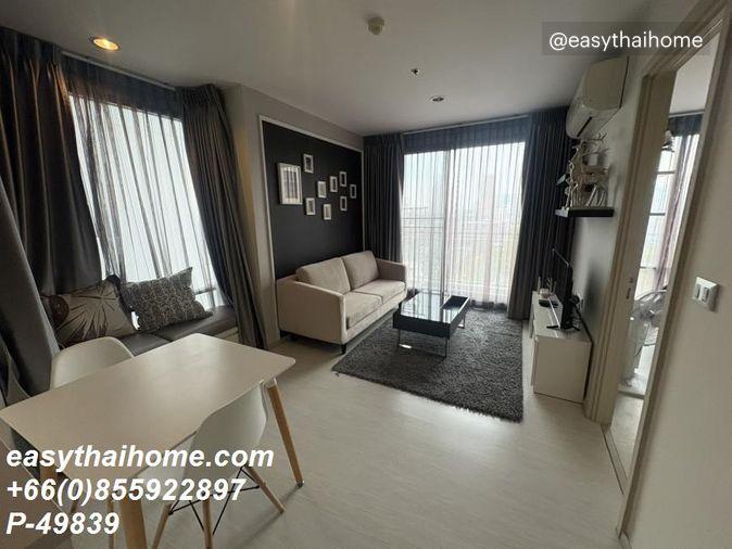 รูป P-49839 ให้เช่า ริทึ่ม สุขุมวิท 42 | วิวเมือง | ชั้น 8 | เฟอร์นิเจอร์ครบ | รวมส่วนกลาง + ที่จอดรถ 1 คัน 📞 Line ID: @easythaihome | 085-592-2897 - รูปที่ 4/5