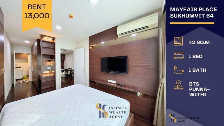 รูป ⚡ ราคาดีที่สุด! 1นอนใหญ่ 42ตร.ม. เฟอร์ครบ | Mayfair Place สุขุมวิท 64 เช่า 13,000.- มีรถส่งBTS | ว่าง นัดชมห้องฟรี ทักด่วน! 📲 - รูปที่ 1/7