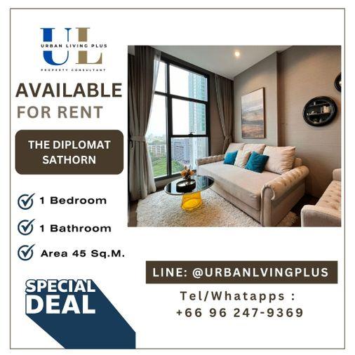 รูป ( UL2404422 ) ✨Tel/Line 096-2479369✨ให้เช่า เดอะ ดิโพลแมท สาทร , 1 ห้องนอน, 1 ห้องน้ำ, ขนาด 45 ตร.ม. ห้องสวย ราคาพิเศษ!! - รูปที่ 1/9