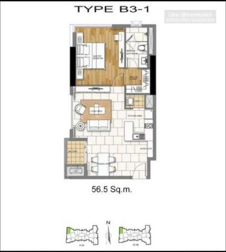 รูป 1 ห้องนอน | 1 ห้องน้ำ | BTS Krung Thon Buri | 57 ตร.ม. | 20,000 บาท/เดือน | ชั้น 32 — Villa Sathorn กรุงเทพฯ - รูปที่ 8/8