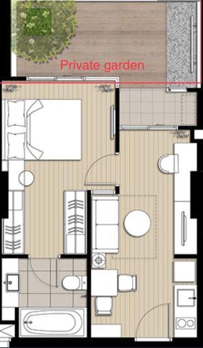 รูป 1 ห้องนอน | 1 ห้องน้ำ | BTS Bang Chak | 45 ตร.ม. | 25,000 บาท/เดือน | ชั้น 5 — Ideo Sukhumvit 93 กรุงเทพฯ - รูปที่ 1/2