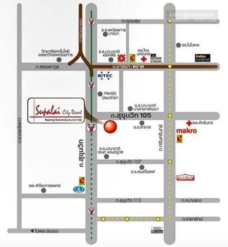 รูป 1 ห้องนอน | 1 ห้องน้ำ | BTS Bearing | 33 ตร.ม. | 11,500 บาท/เดือน | ชั้น 4 — Supalai City Resort กรุงเทพฯ - รูปที่ 8/9