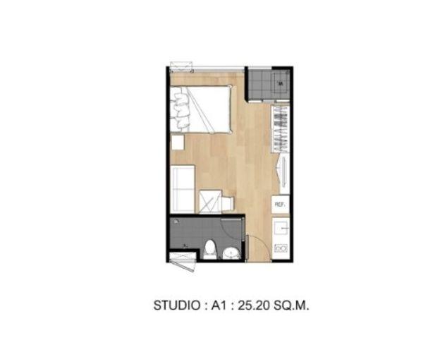 รูป 1 ห้องนอน | 1 ห้องน้ำ | BTS Nopparat | 25 ตร.ม. | 12,000 บาท/เดือน | ชั้น 12 — Ideo Ramkhamhaeng - Lam Sali Station กรุงเทพฯ - รูปที่ 8/8