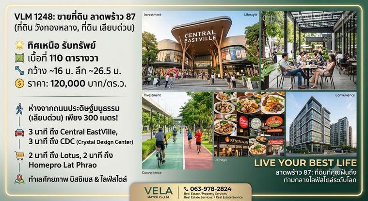 รูป ขายที่ดินทำเลทอง ลาดพร้าว 87 110 ตร.ว. - รูปที่ 1/1