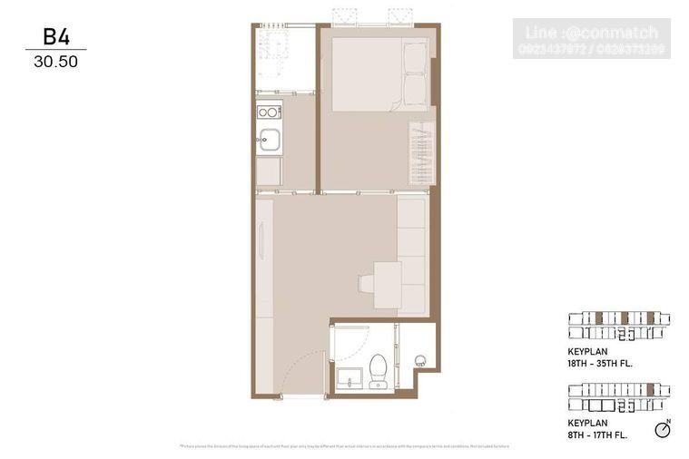 picture 1Bed | 1Bath | BTS On Nut | 31sqm | THB 22,000/mo | Fl.19 — Aspire Onnut Station Bangkok - 2/4