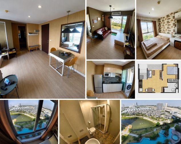 รูป 1 ห้องนอน | 1 ห้องน้ำ | MRT Si Lom | 36 ตร.ม. | 9,000 บาท/เดือน | ชั้น 11 — Parkland Srinakarin Lakeside กรุงเทพฯ - รูปที่ 1/1