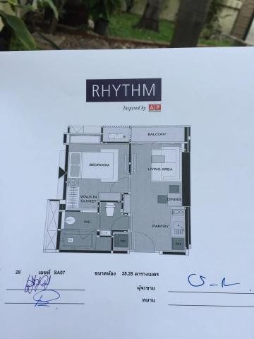 รูป 1 ห้องนอน | 1 ห้องน้ำ | BTS Saphan Taksin | 35 ตร.ม. | 21,000 บาท/เดือน | ชั้น 28 — Rhythm Sathorn กรุงเทพฯ - รูปที่ 9/10