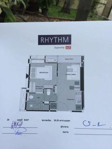 picture 1Bed | 1Bath | BTS Saphan Taksin | 35sqm | THB 21,000/mo | Fl.28 — Rhythm Sathorn Bangkok - 9/10