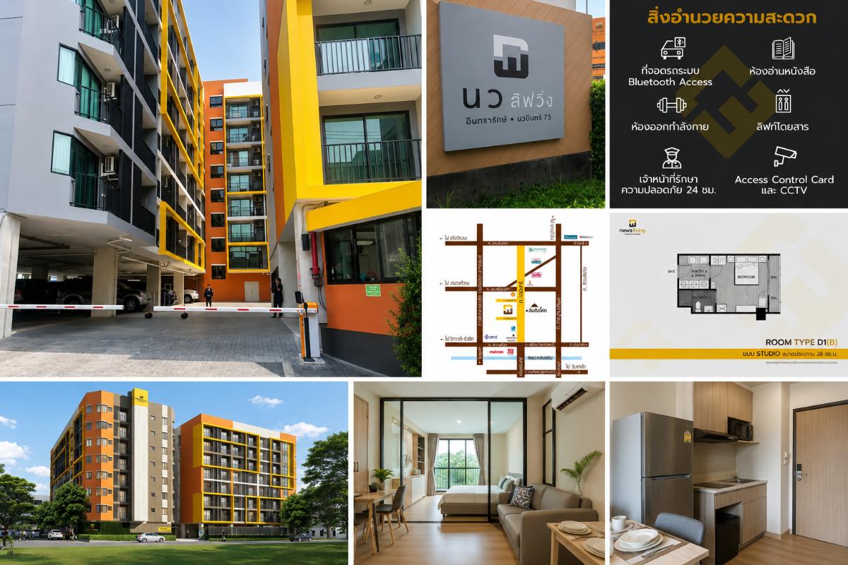 picture 1Bed | 1Bath | MRT Bang Khae | 28sqm | THB 8,000/mo | Fl.3 — Nawa Living Nawamin 75 Bangkok - 1/2