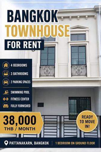 รูป 4 ห้องนอน | 3 ห้องน้ำ | ARL Ban Thap Chang | 130 ตร.ม. | 38,000 บาท/เดือน | ชั้น 2 — Siri Place Pattanakarn กรุงเทพฯ - รูปที่ 1/2