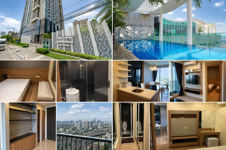 รูป 1 ห้องนอน | 1 ห้องน้ำ | BTS On Nut | 45 ตร.ม. | 27,000 บาท/เดือน | ชั้น 36 — Rhythm Sukhumvit 50 กรุงเทพฯ - รูปที่ 2/2