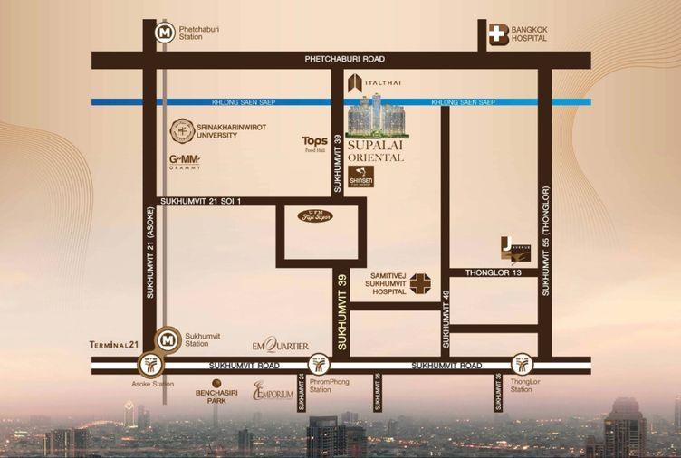 รูป 1 ห้องนอน | 1 ห้องน้ำ | BTS Phrom Phong | 39 ตร.ม. | 27,000 บาท/เดือน | ชั้น 12 — Supalai Oriental Sukhumvit 39 กรุงเทพฯ - รูปที่ 10/10