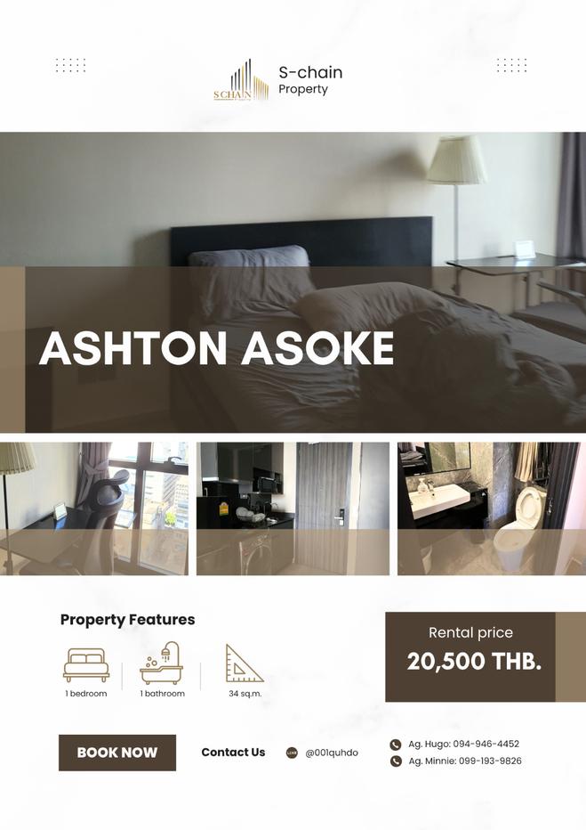 รูป 🏙️✨ ติด MRT Sukhumvit เพียง 20 ม. ใจกลางอโศก เดินทางสะดวกสุดๆ ห้อง 1 Bed พร้อมอยู่ 🖤 Ashton Asoke ✨ NO-026 - รูปที่ 1/9