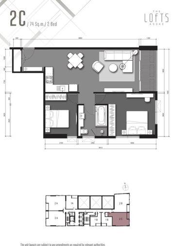 picture 2Bed | 1Bath | MRT Phetchaburi | 75sqm | THB 80,000/mo | Fl.26 — The Lofts Asoke Bangkok - 10/10