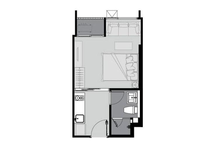 รูป 1 ห้องนอน | 1 ห้องน้ำ | BTS Bang Chak | 26 ตร.ม. | 11,000 บาท/เดือน | ชั้น 15 — Life Sukhumvit 62 กรุงเทพฯ - รูปที่ 2/5