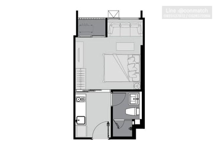 รูป 1 ห้องนอน | 1 ห้องน้ำ | BTS Bang Chak | 26 ตร.ม. | 11,000 บาท/เดือน | ชั้น 15 — Life Sukhumvit 62 กรุงเทพฯ - รูปที่ 2/5