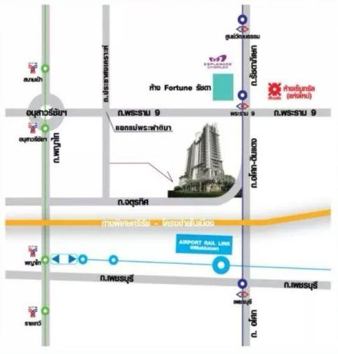 picture 2Bed | 1Bath | MRT Phra Ram 9 | 39sqm | THB 25,000/mo | Fl.8 — The Mark Ratchada-Airport Link Bangkok - 6/10