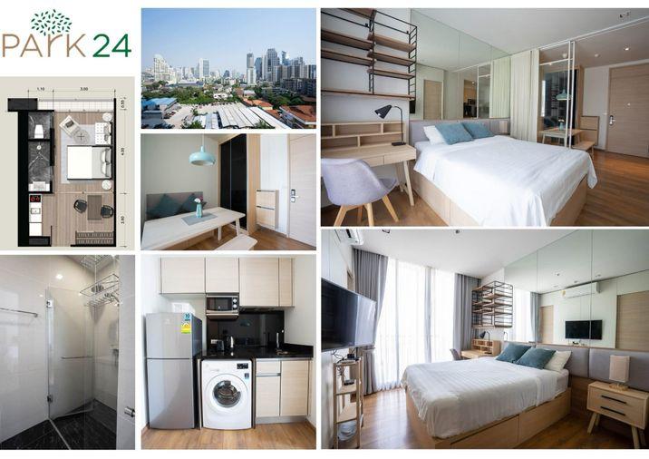 picture Studio | 1Bath | BTS Phrom Phong | 30sqm | THB 20,000/mo | Fl.7 — PARK24 Bangkok - 8/9