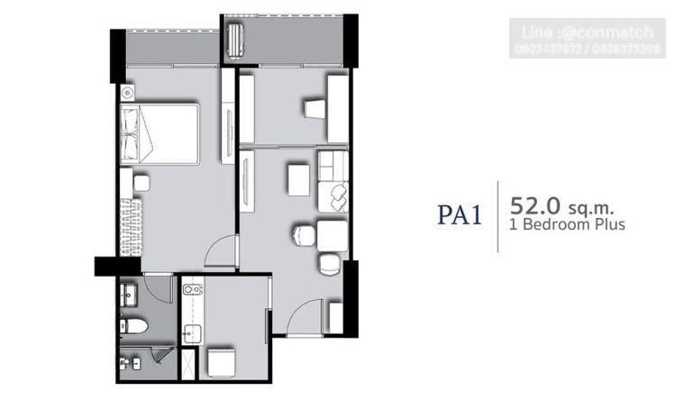 รูป 1 ห้องนอน | 1 ห้องน้ำ | MRT Hua Lamphong | 52 ตร.ม. | 28,000 บาท/เดือน | ชั้น 3 — Supalai Premier Si Phraya - Samyan กรุงเทพฯ - รูปที่ 9/9