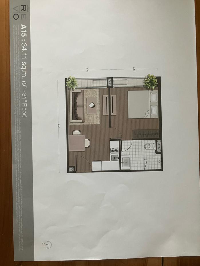รูป 1 ห้องนอน | 1 ห้องน้ำ | BTS Surasak | 35 ตร.ม. | 5,000 บาท/เดือน | ชั้น 29 — Noble Revo Silom กรุงเทพฯ - รูปที่ 1/10
