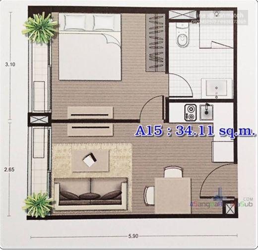 รูป 1 ห้องนอน | 1 ห้องน้ำ | BTS Surasak | 36.7 ตร.ม. | 19,000 บาท/เดือน | ชั้น 19 — Noble Revo Silom กรุงเทพฯ - รูปที่ 1/7