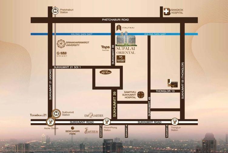 รูป 1 ห้องนอน | 1 ห้องน้ำ | BTS Phrom Phong | 39 ตร.ม. | 27,000 บาท/เดือน | ชั้น 12 — Supalai Oriental Sukhumvit 39 กรุงเทพฯ - รูปที่ 8/10