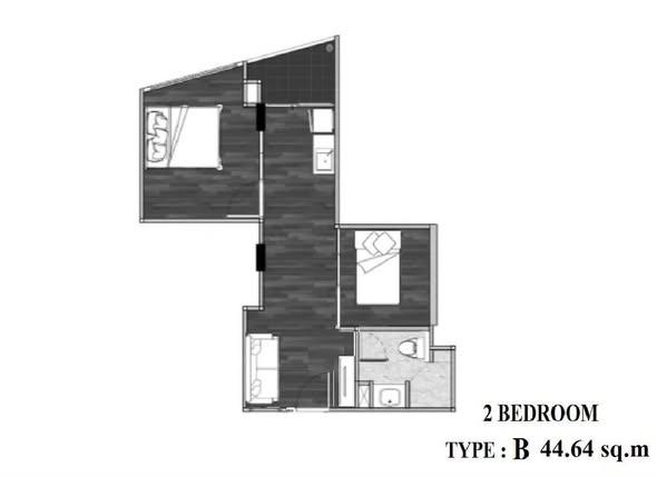 picture 2Bed | 1Bath | BTS On Nut | 44sqm | THB 15,000/mo | Fl.8 — Glendale Bangkok - 1/5